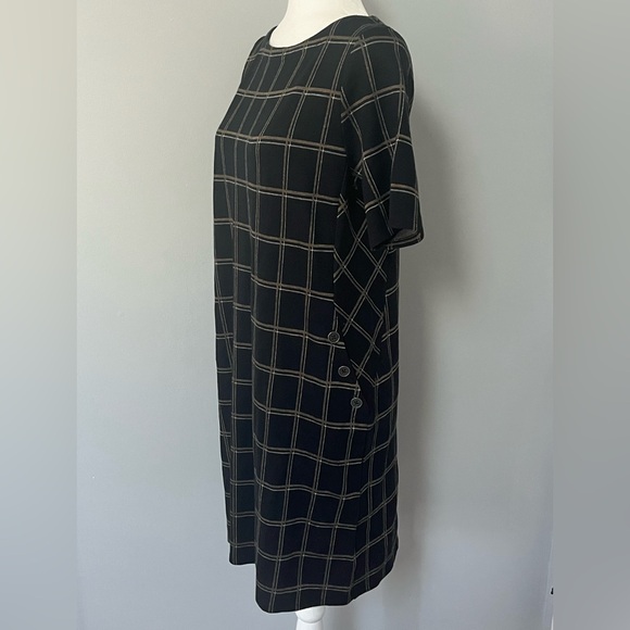 J. Jill‎ Dress Women’s Petite M Black Ponte Window Pane Short Sleeve Pockets NEW - Picture 9 of 11